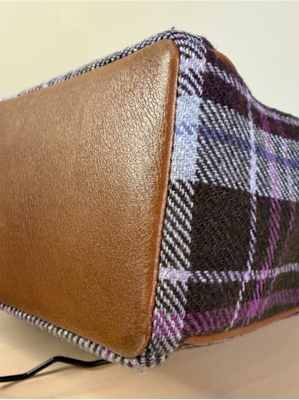 Vintage COACH Hampton Purple Tartan Plaid Wool Leather 83222 EUC - Picture 16 of 17